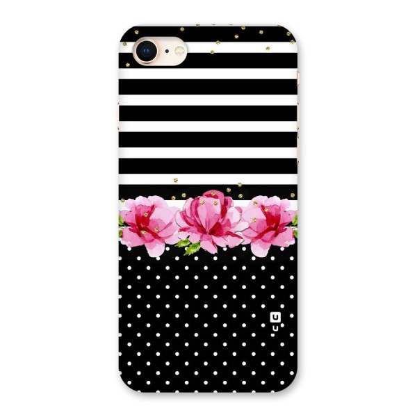 Polka Floral Stripes Back Case for iPhone 8