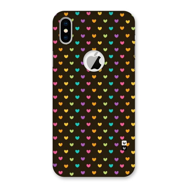 Rainbow Hearts Back Case for iPhone XS Logo Cut