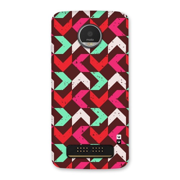 Retro Red Pink Pattern Back Case for Moto Z Play