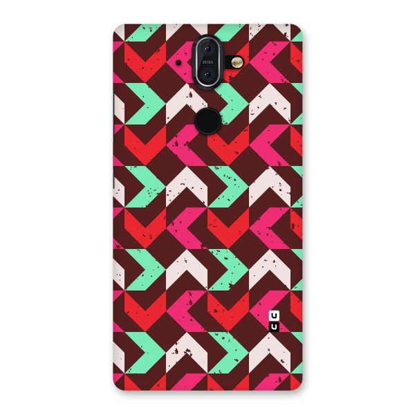 Retro Red Pink Pattern Back Case for Nokia 8 Sirocco