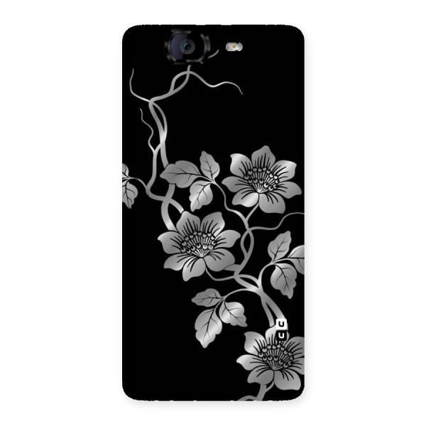 Silver Grey Flowers Back Case for Canvas Knight A350