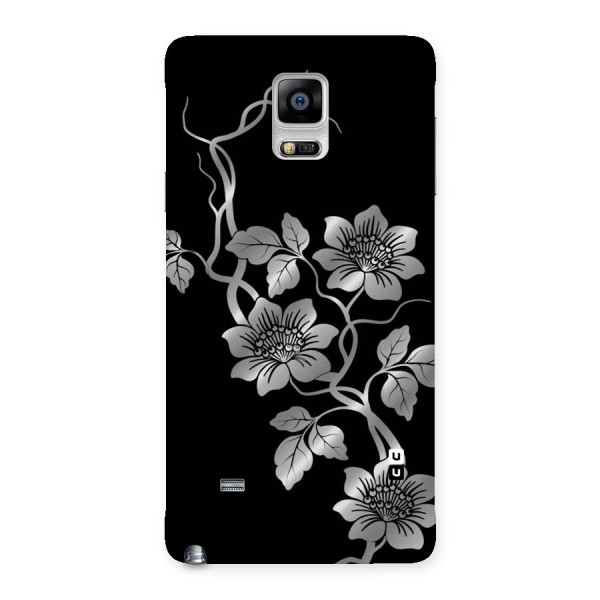 Silver Grey Flowers Back Case for Galaxy Note 4