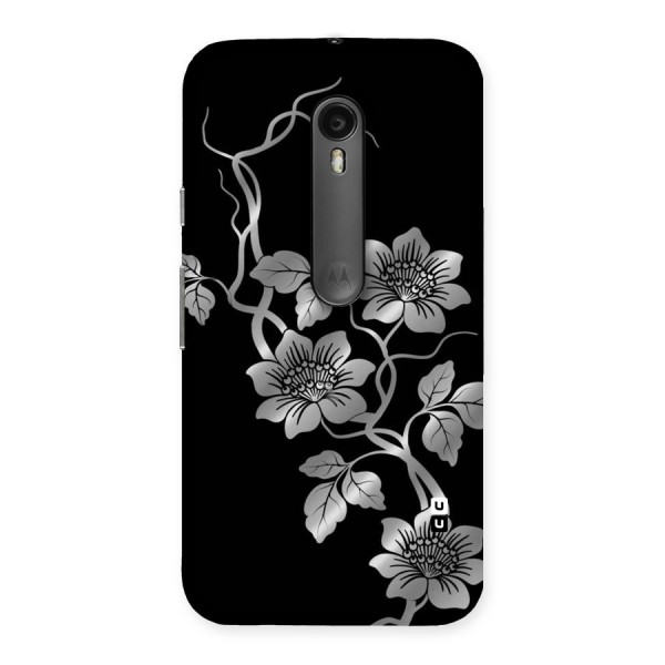 Silver Grey Flowers Back Case for Moto G3