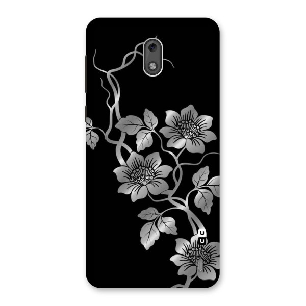 Silver Grey Flowers Back Case for Nokia 2