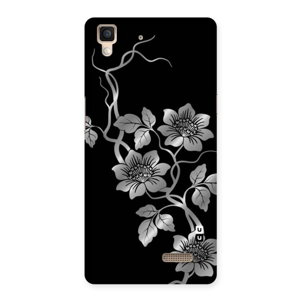 Silver Grey Flowers Back Case for Oppo R7