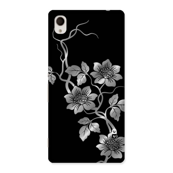 Silver Grey Flowers Back Case for Sony Xperia M4