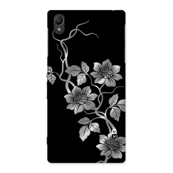 Silver Grey Flowers Back Case for Sony Xperia Z1