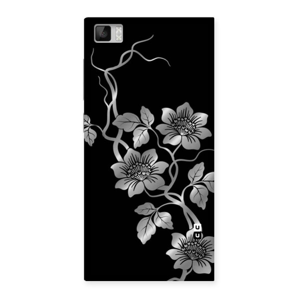 Silver Grey Flowers Back Case for Xiaomi Mi3