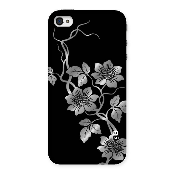 Silver Grey Flowers Back Case for iPhone 4 4s