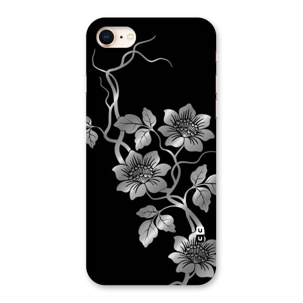 Silver Grey Flowers Back Case for iPhone 8