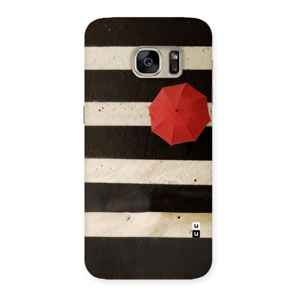 Single Red Umbrella Stripes Back Case for Galaxy S7