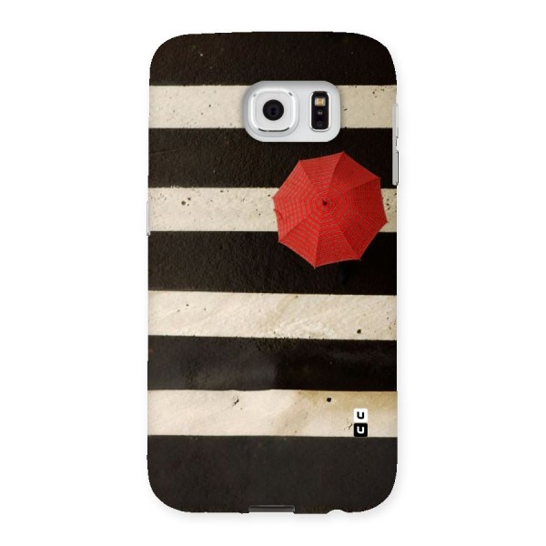 Single Red Umbrella Stripes Back Case for Samsung Galaxy S6