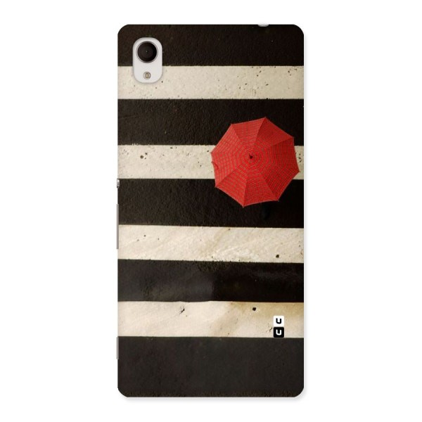 Single Red Umbrella Stripes Back Case for Sony Xperia M4