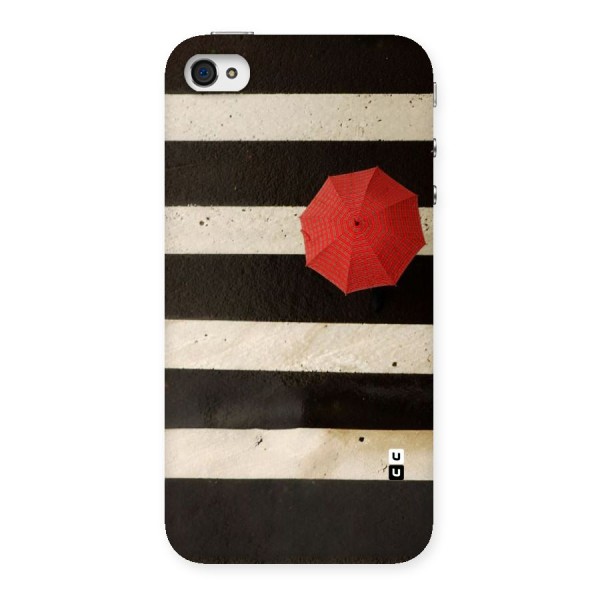 Single Red Umbrella Stripes Back Case for iPhone 4 4s