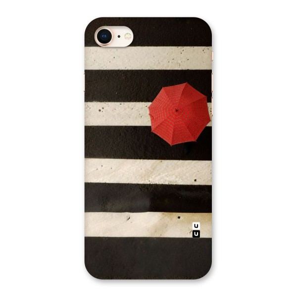 Single Red Umbrella Stripes Back Case for iPhone 8