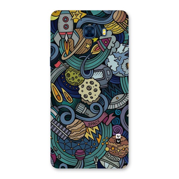 Space Pattern Blue Back Case for Galaxy C7 Pro