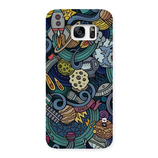 Space Pattern Blue Back Case for Galaxy S7 Edge