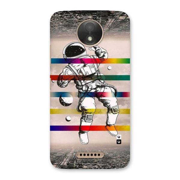 Spaceman Rainbow Stripes Back Case for Moto C Plus