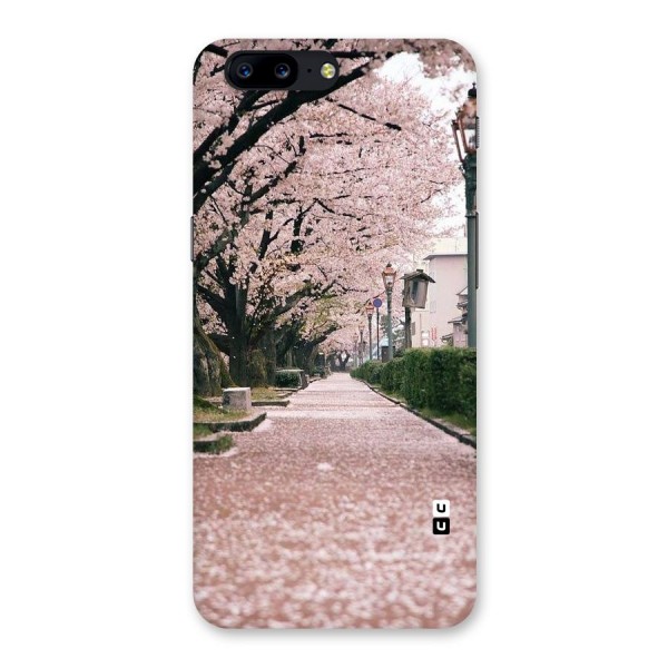 Street In Pink Flowers Back Case for OnePlus 5