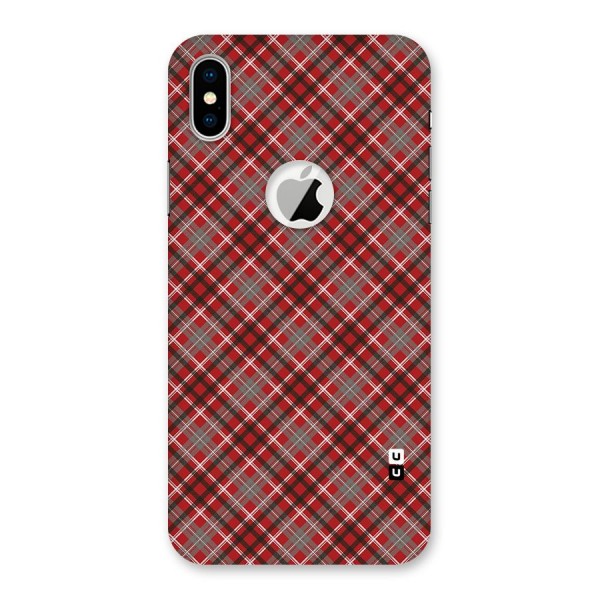 Textile Check Pattern Back Case for iPhone XS Logo Cut