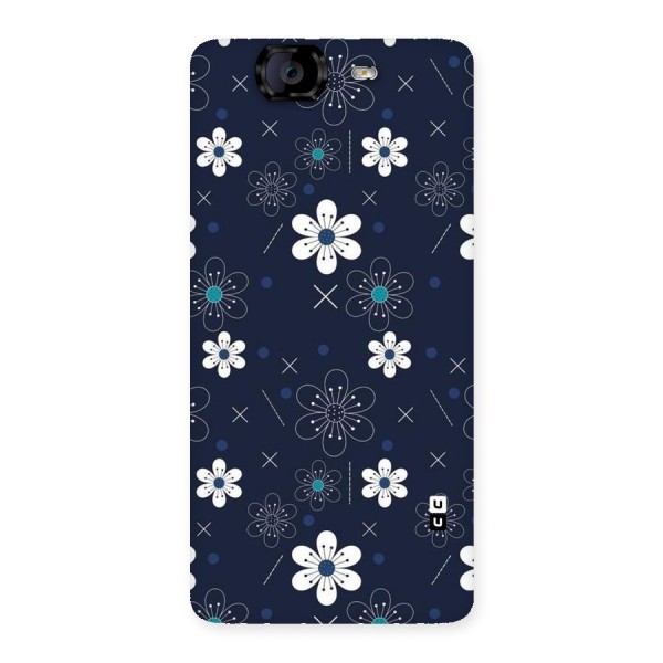 White Floral Shapes Back Case for Canvas Knight A350