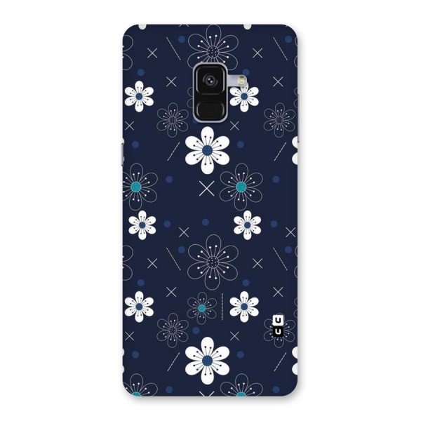 White Floral Shapes Back Case for Galaxy A8 Plus