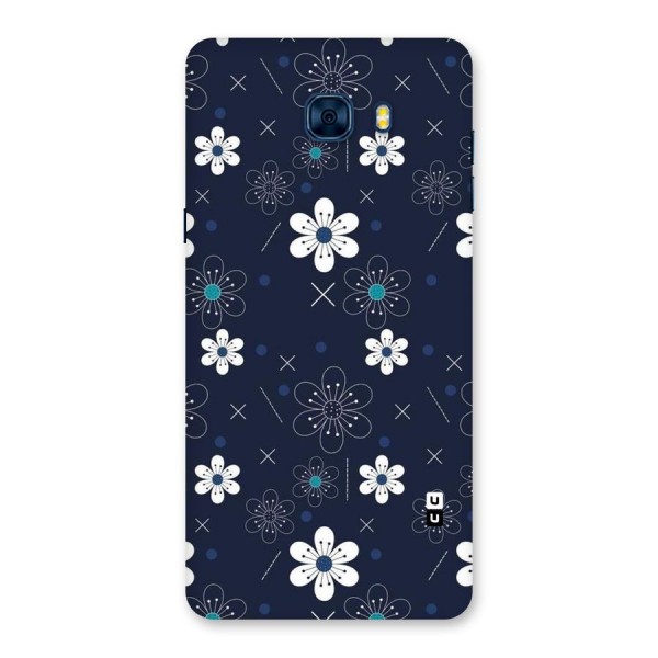 White Floral Shapes Back Case for Galaxy C7 Pro