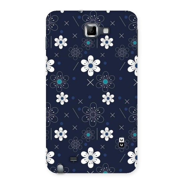 White Floral Shapes Back Case for Galaxy Note