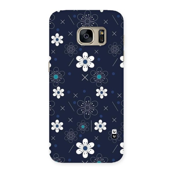 White Floral Shapes Back Case for Galaxy S7