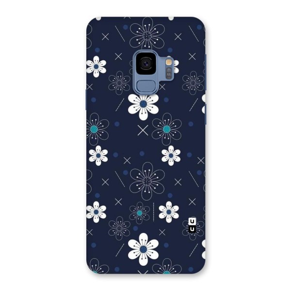 White Floral Shapes Back Case for Galaxy S9