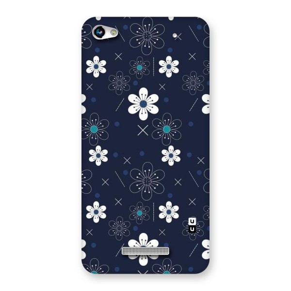 White Floral Shapes Back Case for Micromax Hue 2