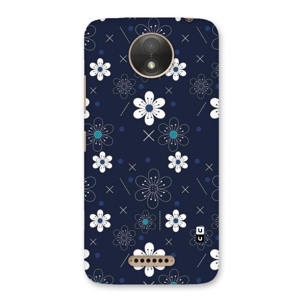 White Floral Shapes Back Case for Moto C Plus