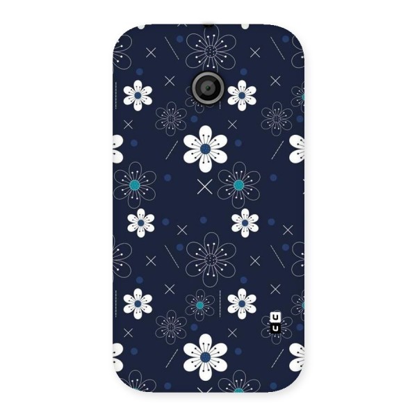 White Floral Shapes Back Case for Moto E