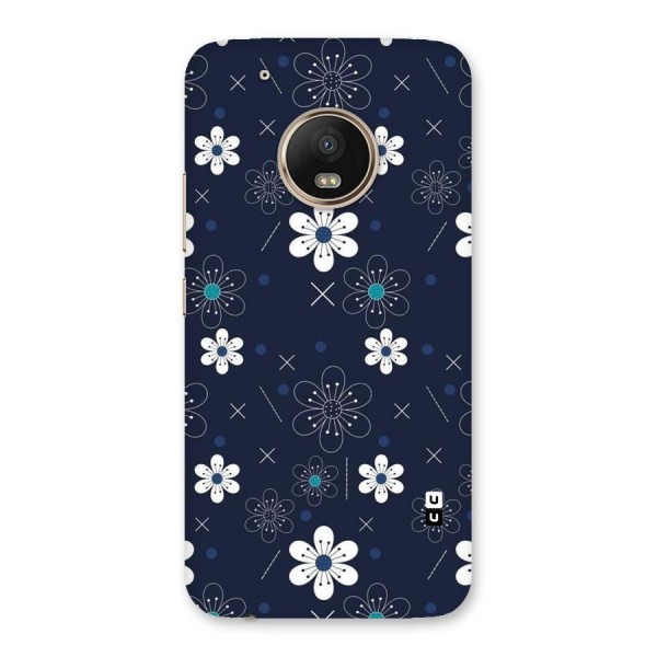 White Floral Shapes Back Case for Moto G5 Plus