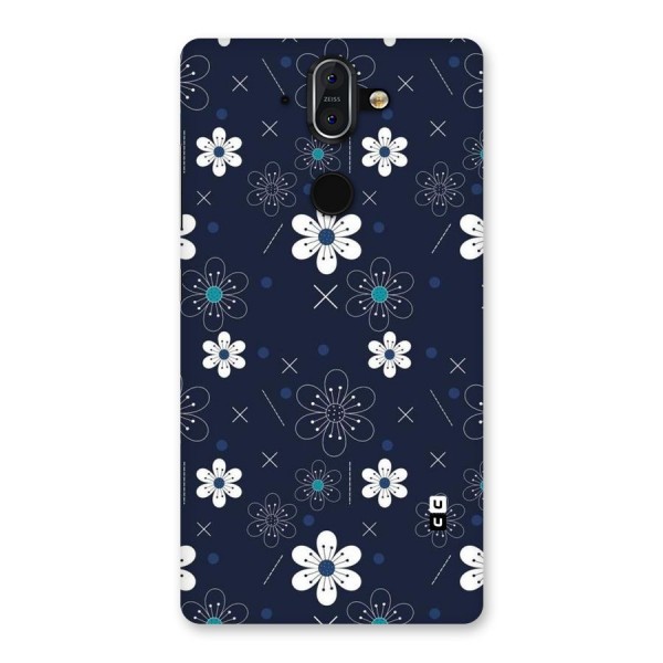 White Floral Shapes Back Case for Nokia 8 Sirocco