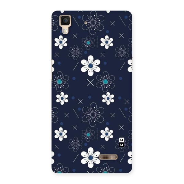 White Floral Shapes Back Case for Oppo R7