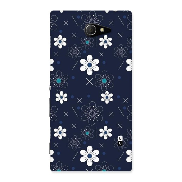 White Floral Shapes Back Case for Sony Xperia M2