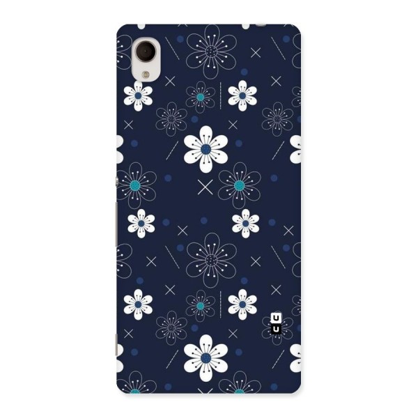 White Floral Shapes Back Case for Sony Xperia M4