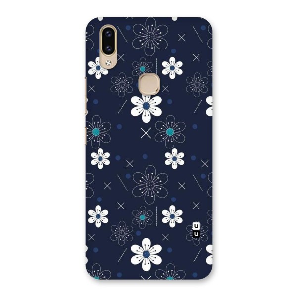 White Floral Shapes Back Case for Vivo V9