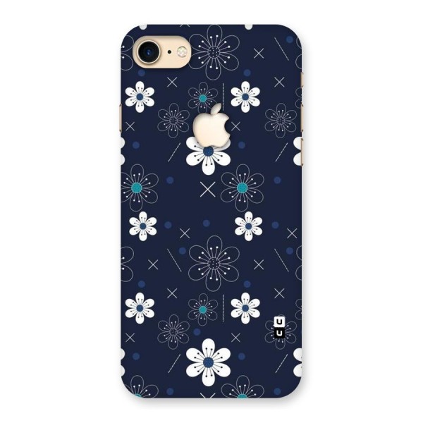 White Floral Shapes Back Case for iPhone 7 Apple Cut