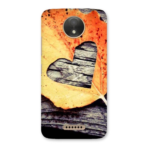 Wood Heart Leaf Back Case for Moto C Plus