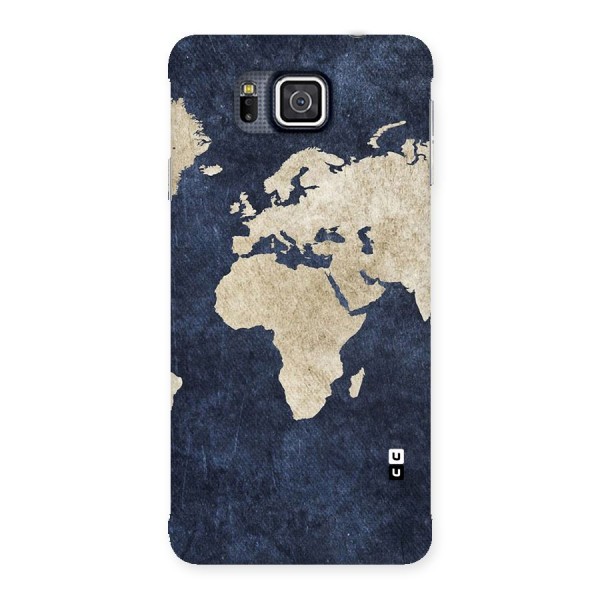 World Map Blue Gold Back Case for Galaxy Alpha