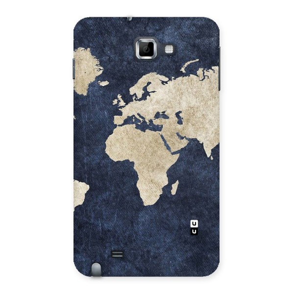 World Map Blue Gold Back Case for Galaxy Note