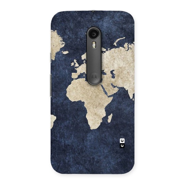 World Map Blue Gold Back Case for Moto G3