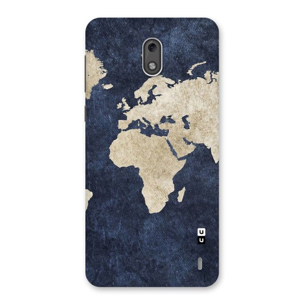 World Map Blue Gold Back Case for Nokia 2