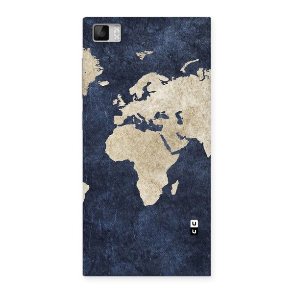 World Map Blue Gold Back Case for Xiaomi Mi3