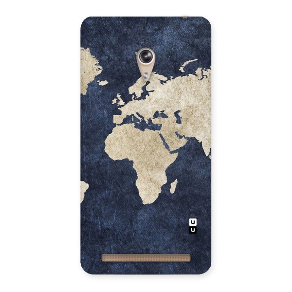 World Map Blue Gold Back Case for Zenfone 6