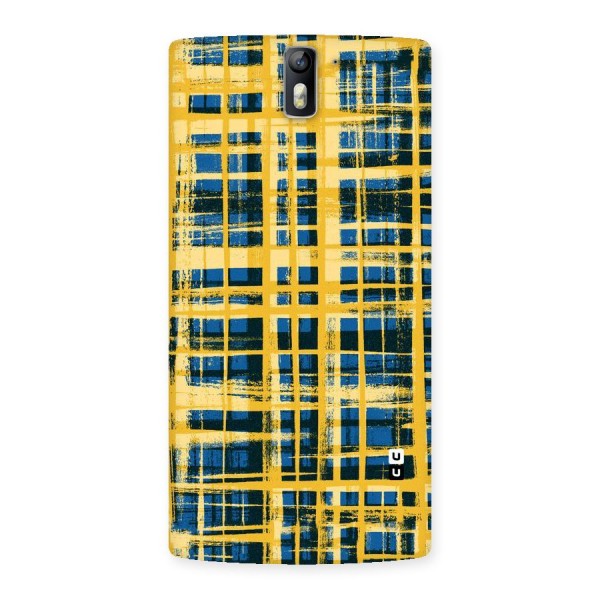 Yellow Rugged Check Design Back Case for One Plus One