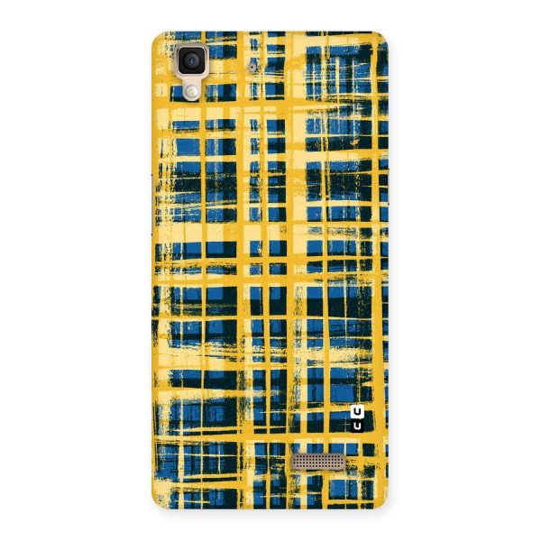 Yellow Rugged Check Design Back Case for Oppo R7