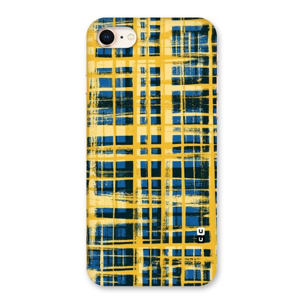 Yellow Rugged Check Design Back Case for iPhone 8
